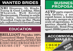 Rashtriya Sahara Situation Wanted display classified rates